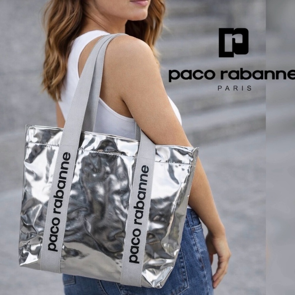 Paco Rabanne x SeaTrees Carbon Neutral Metallic Silver Crinkle Tote